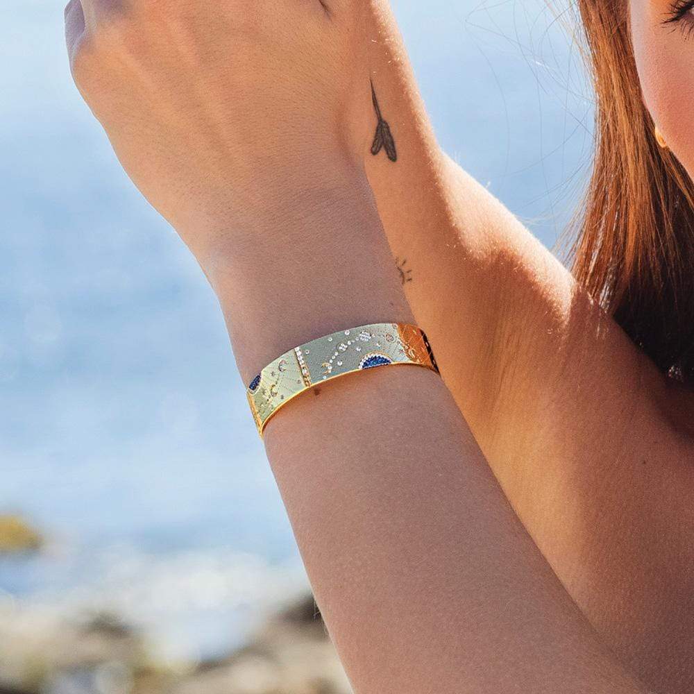 Embellished Sun & Moon Open Cuff