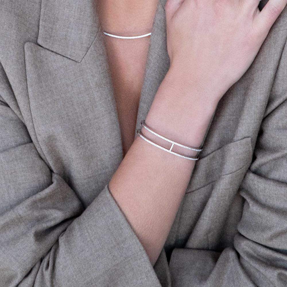 Paved Double Line Bangle