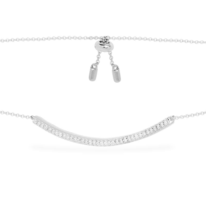 Adjustable Necklace with Paved Arched Pendant