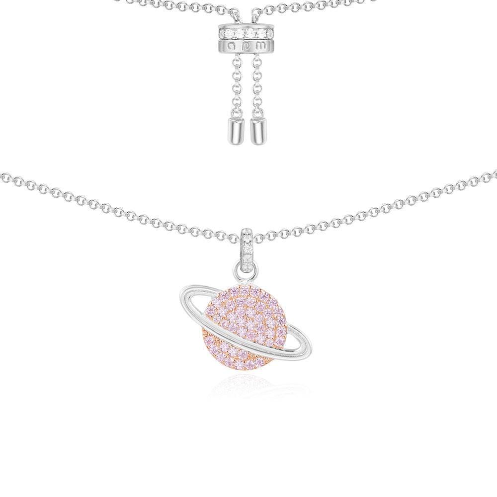 Pink Planet Adjustable Necklace