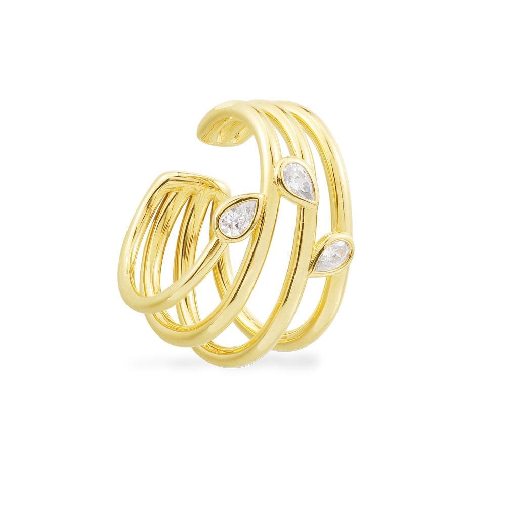 Single Multi-Hoop Sliding Ear Cuff with Pear