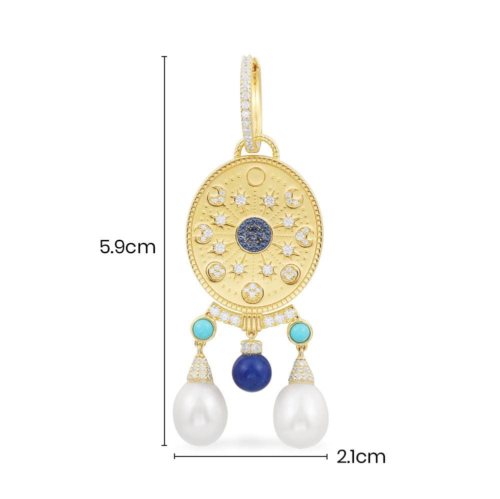 Single Medal and Pearls Hoop Earring