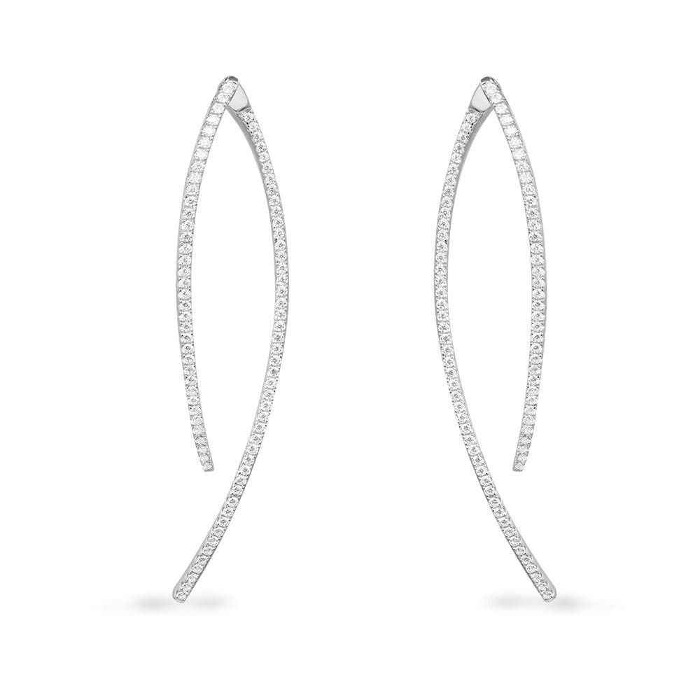 Paved Geometric Underlobe Earrings