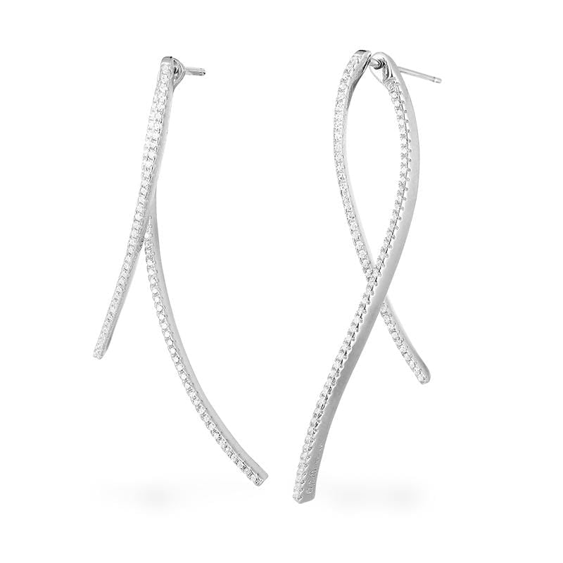 Paved Geometric Underlobe Earrings