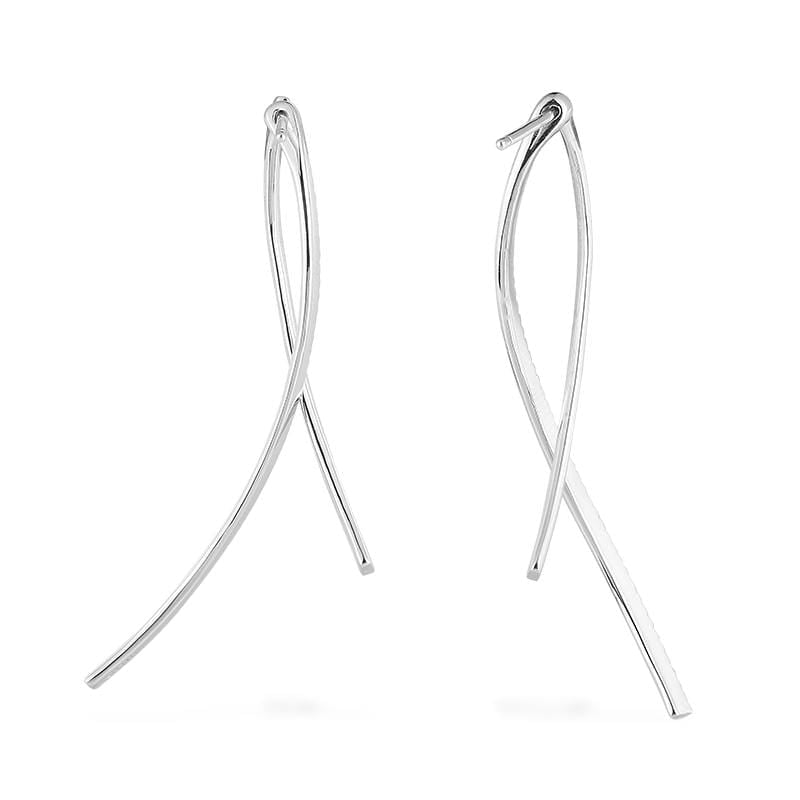 Paved Geometric Underlobe Earrings