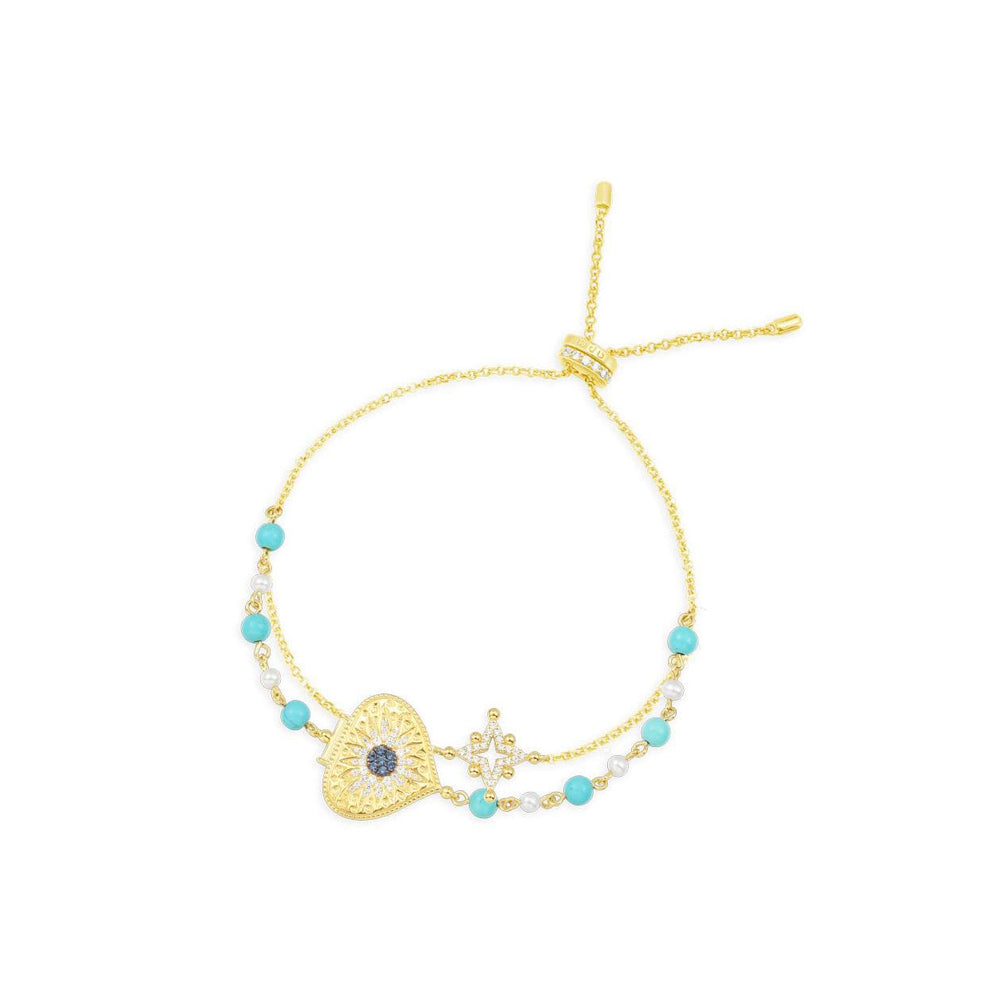 Dainty Double Chained Medal Adjustable Bracelet