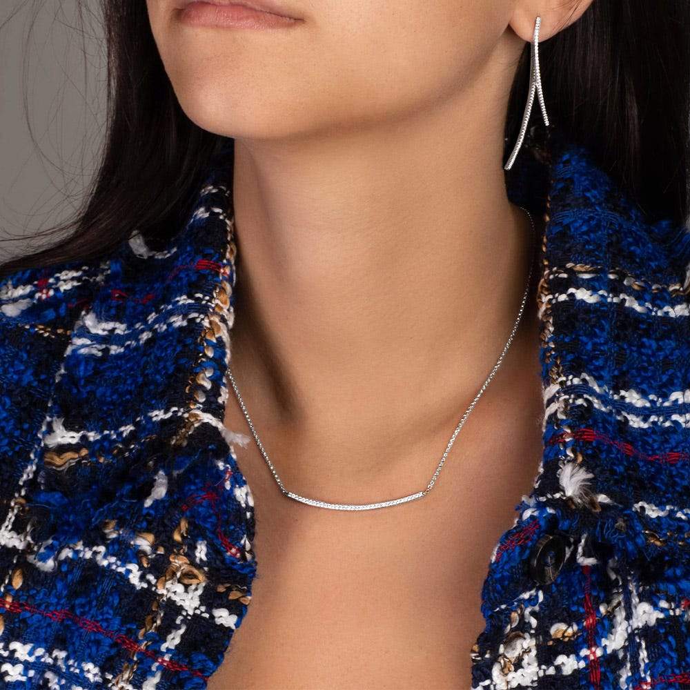 Adjustable Necklace with Paved Arched Pendant