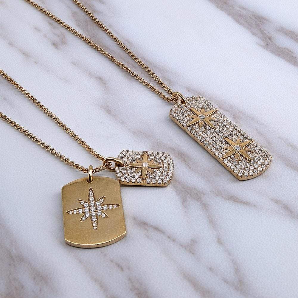 Adjustable Necklace With Two Paved Stars Pendants
