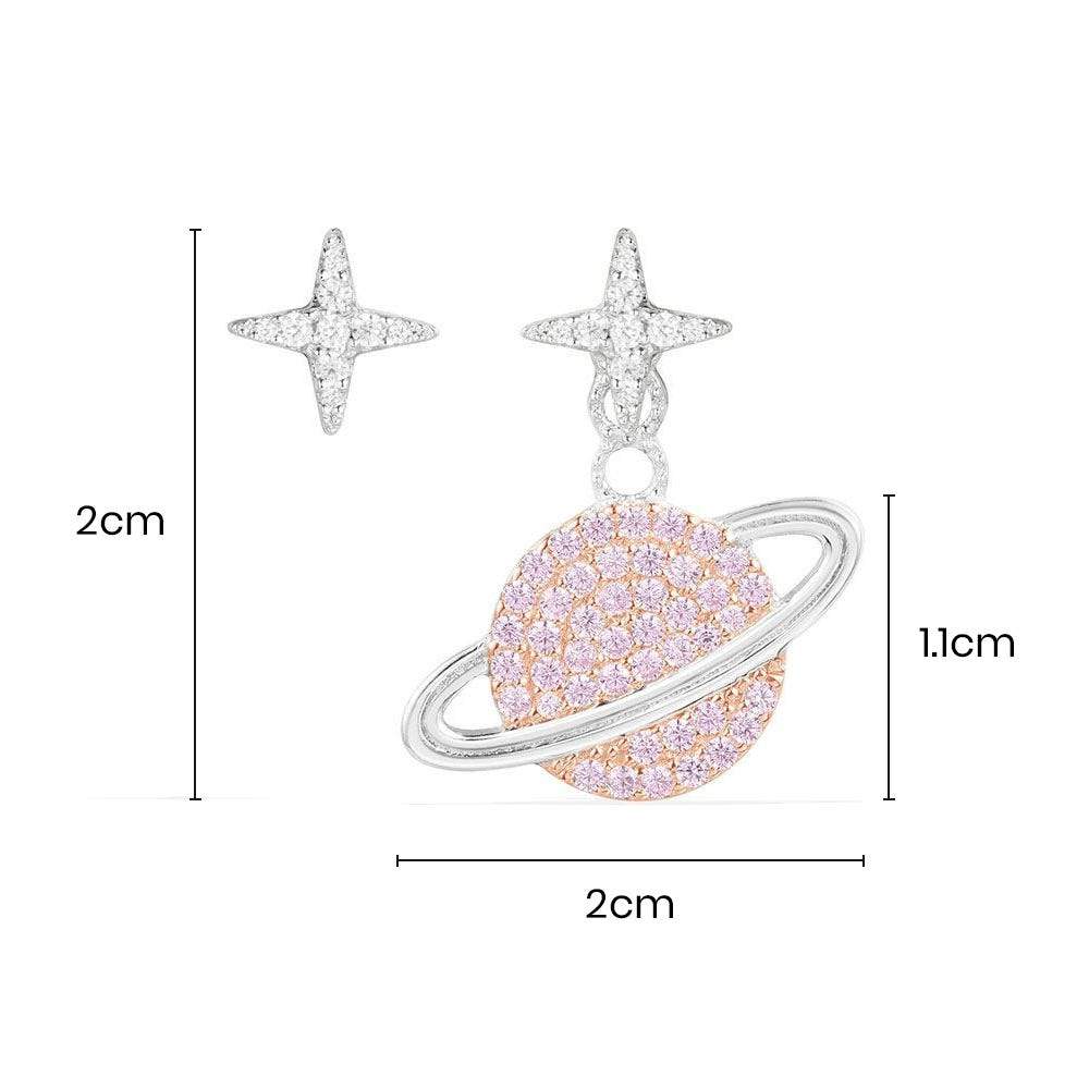 Asymmetric Pink Planet Earring and Stud