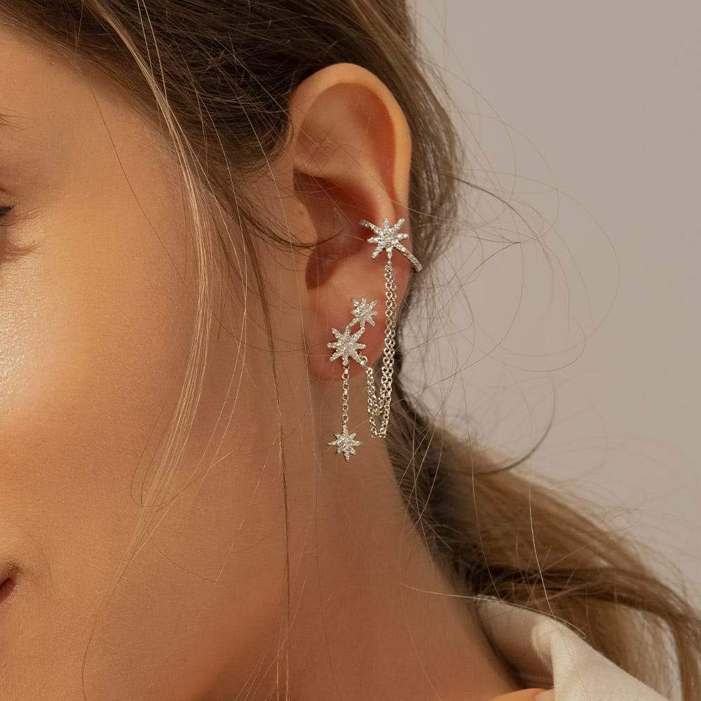 Single Météorites Statement Earring with Ear cuff