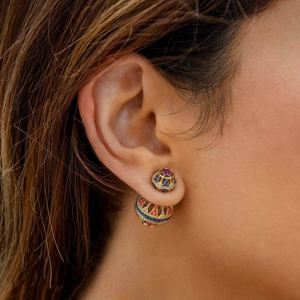 Multicolor Underlobe Mono Earring