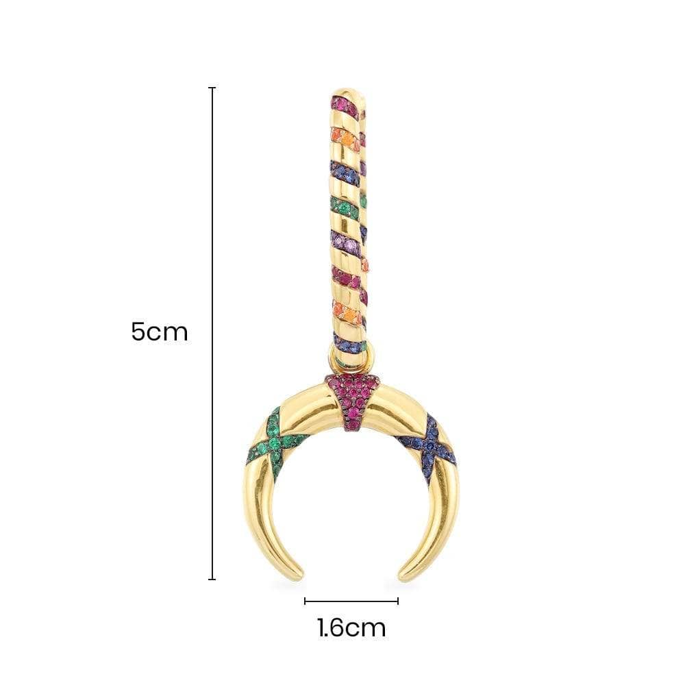 Multicolor Tribal Dropping Mono Earring with Stripes