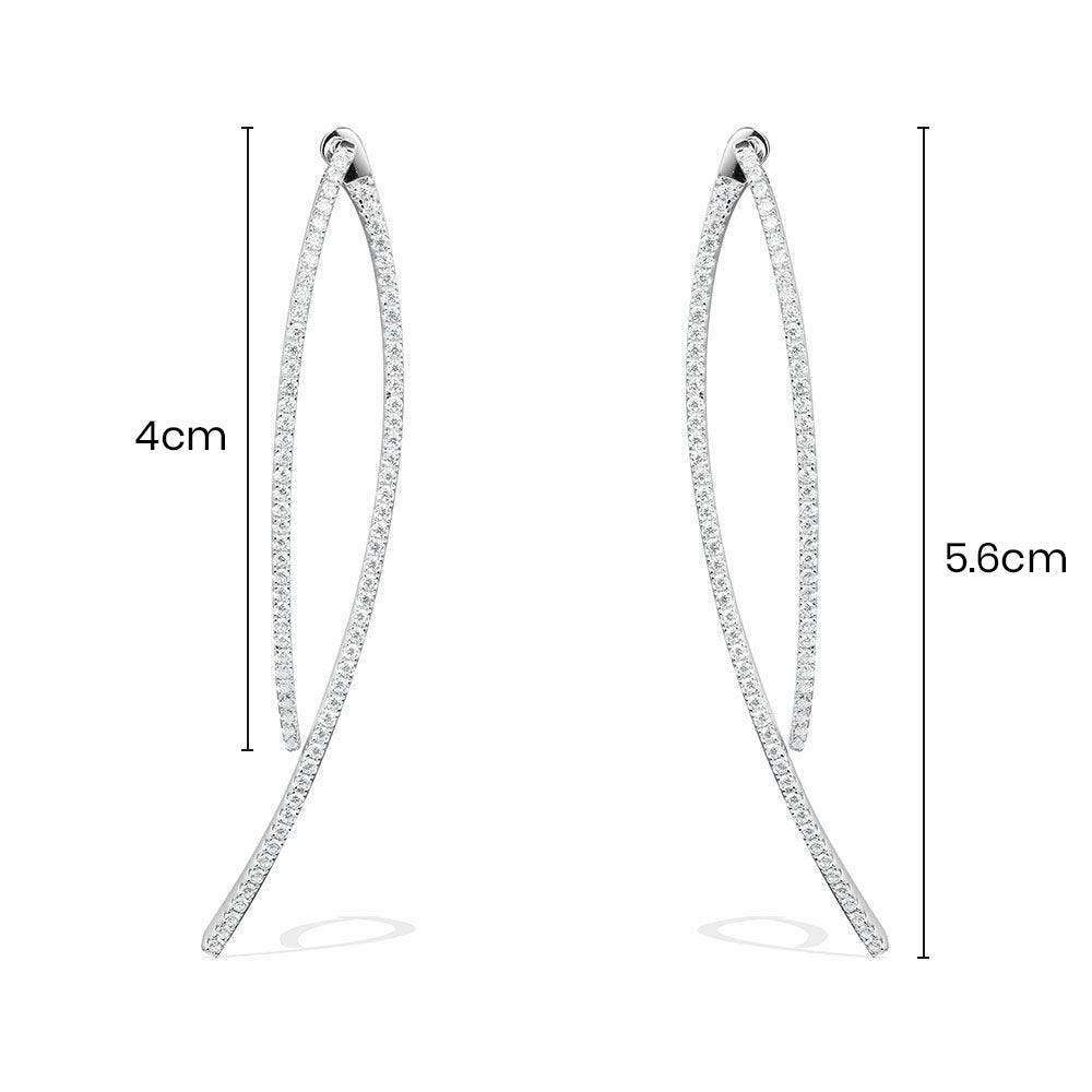 Paved Geometric Underlobe Earrings