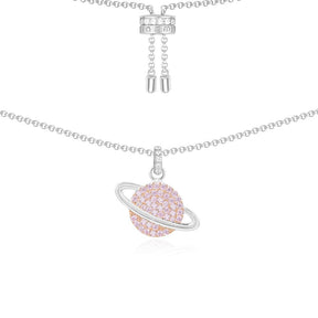 Pink Planet Adjustable Necklace