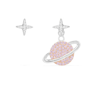 Asymmetric Pink Planet Earring and Stud