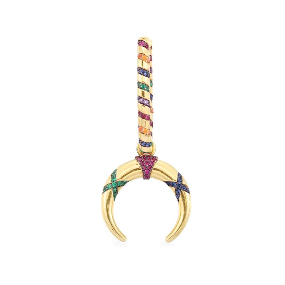 Multicolor Tribal Dropping Mono Earring with Stripes