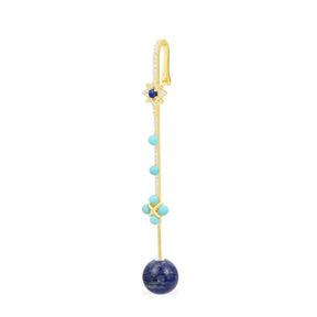 Single Sliding Bar Blue Stone Earring