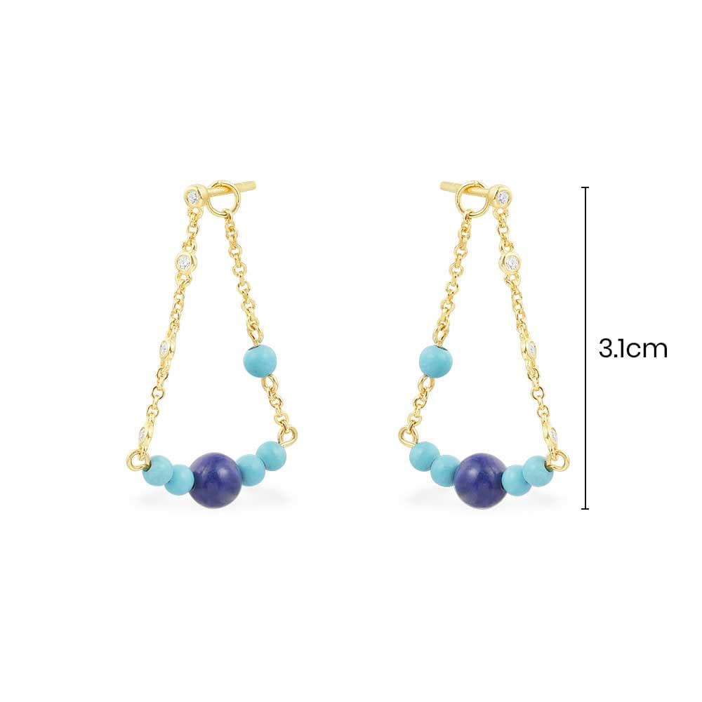 Dainty Chain Blue Stone Drop Earrings