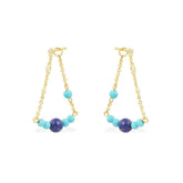 Dainty Chain Blue Stone Drop Earrings