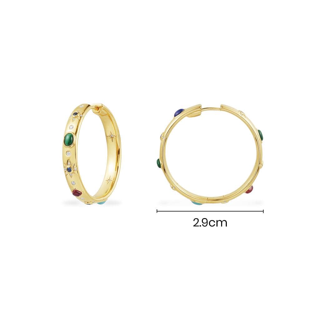 Medium Multicolor Stone Hoop Earrings