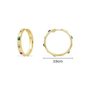 Medium Multicolor Stone Hoop Earrings
