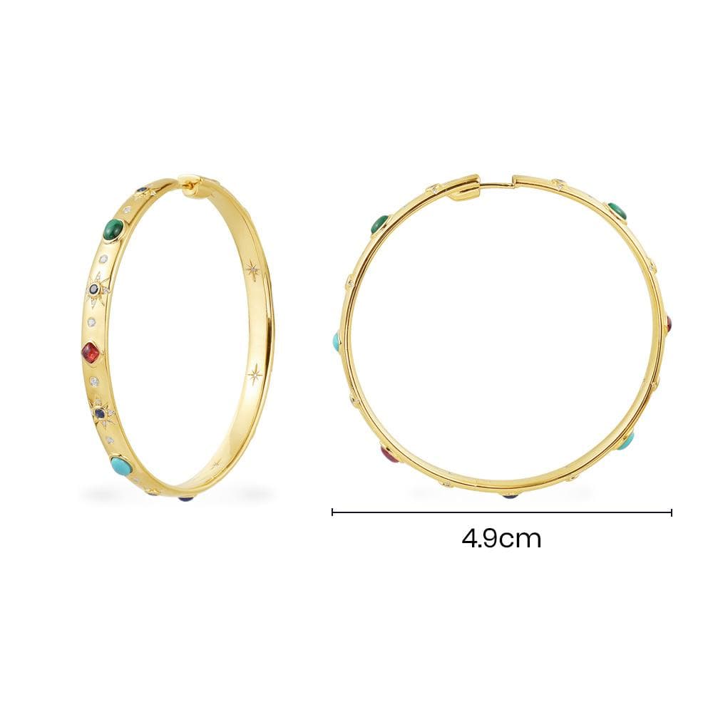 Large Multicolor Stone Hoop Earrings