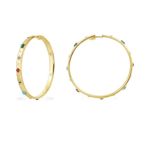 Large Multicolor Stone Hoop Earrings