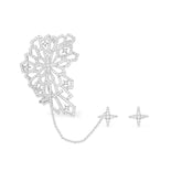 Cutout Statement Ear Cuff with Chain and Star Studs