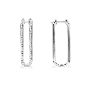 In and Out Paved Rectangle Earrings