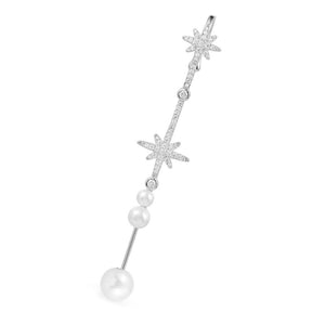 Single Pearl & Météorites Bar Earring