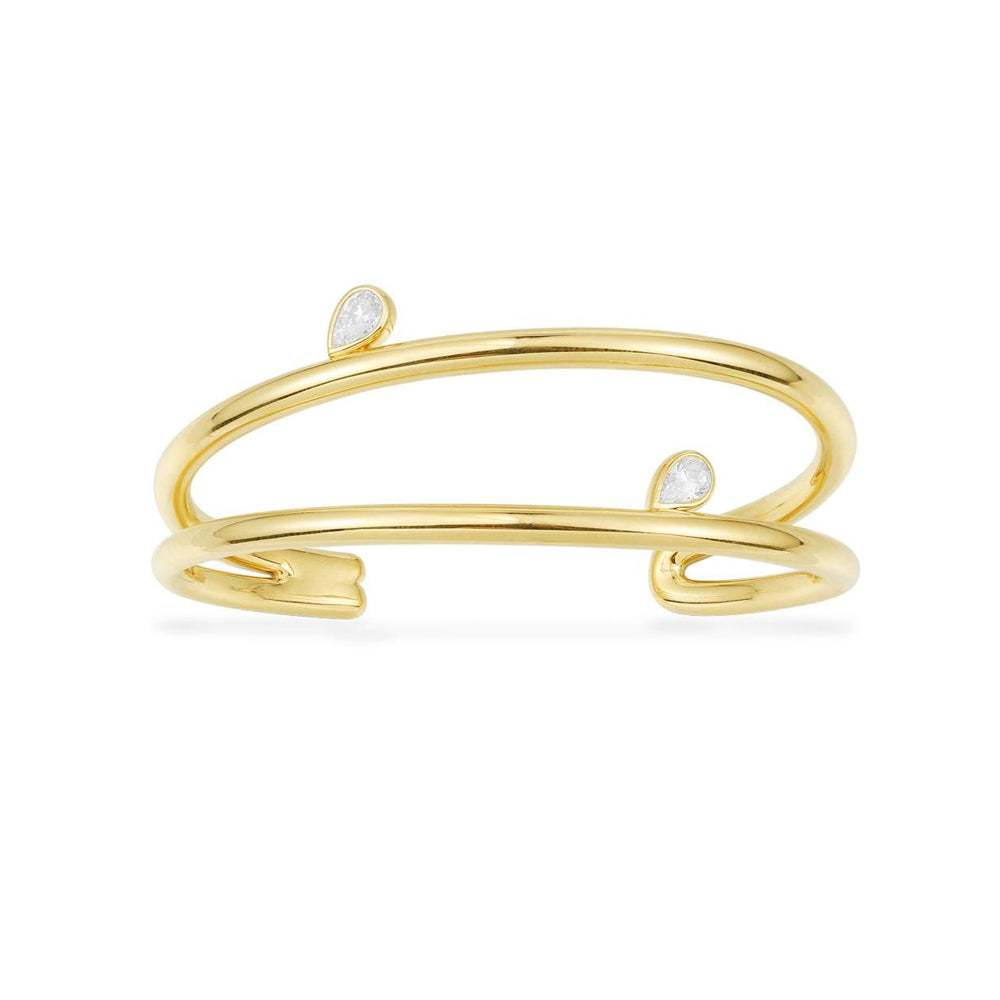 Multi-Hoop Open Cuff with Pear-Shaped Stone
