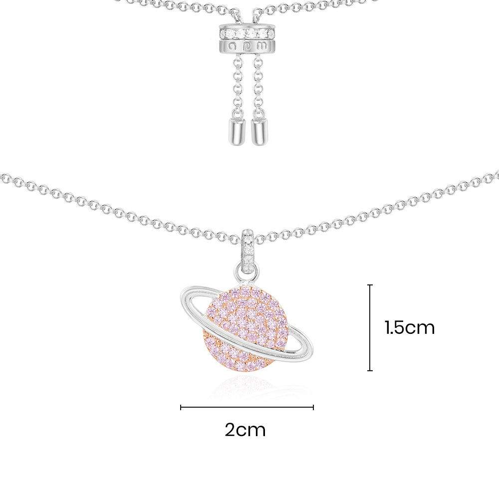 Pink Planet Adjustable Necklace
