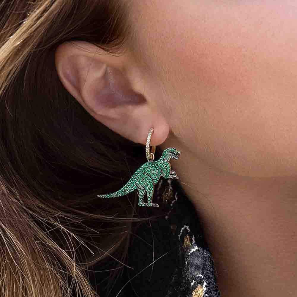 Small Asymmetric Green Rexy Earring and its Hoop