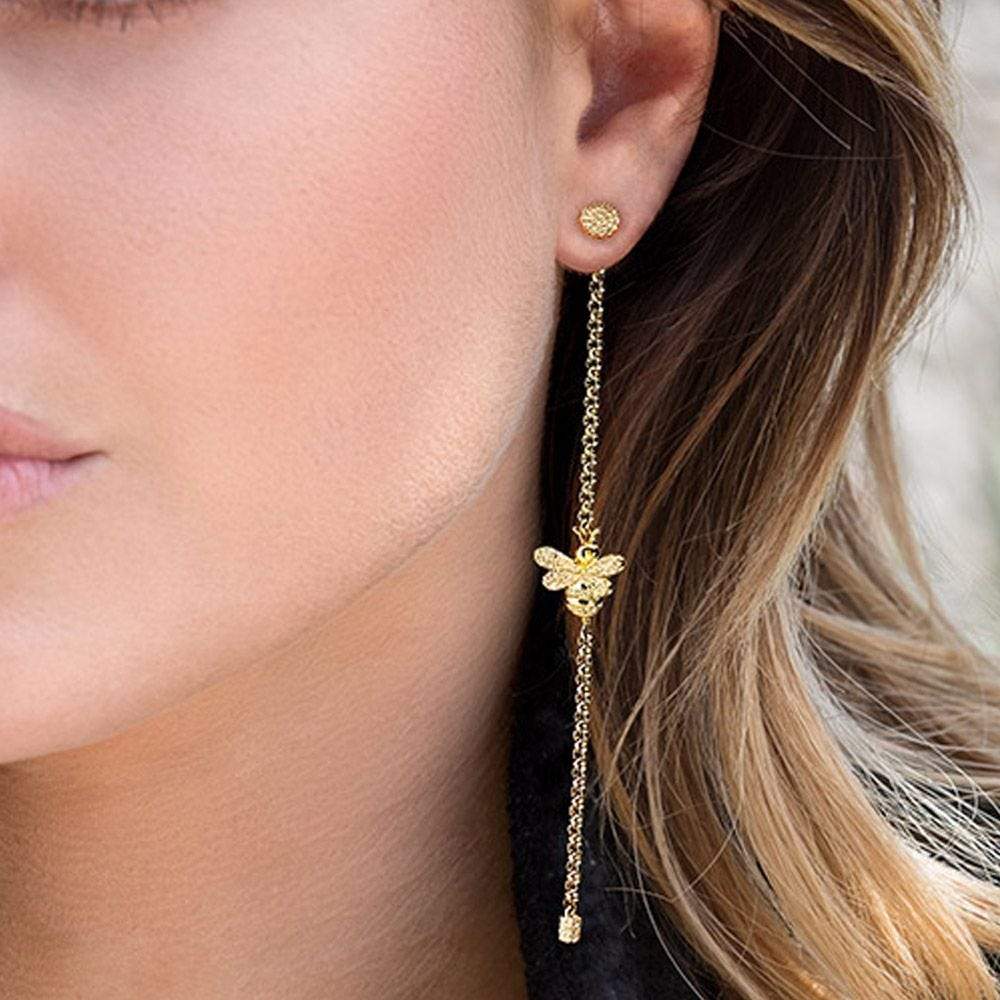 Asymmetric Dropping Bumble Bee Earring and its Stud