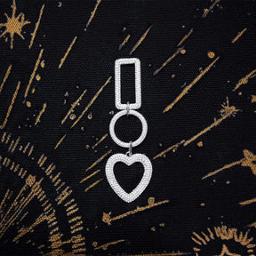 Single Rectangle Circle and Heart Drop Earring