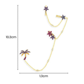 Single Tropical Floral and Palm Tree Ear Cuff