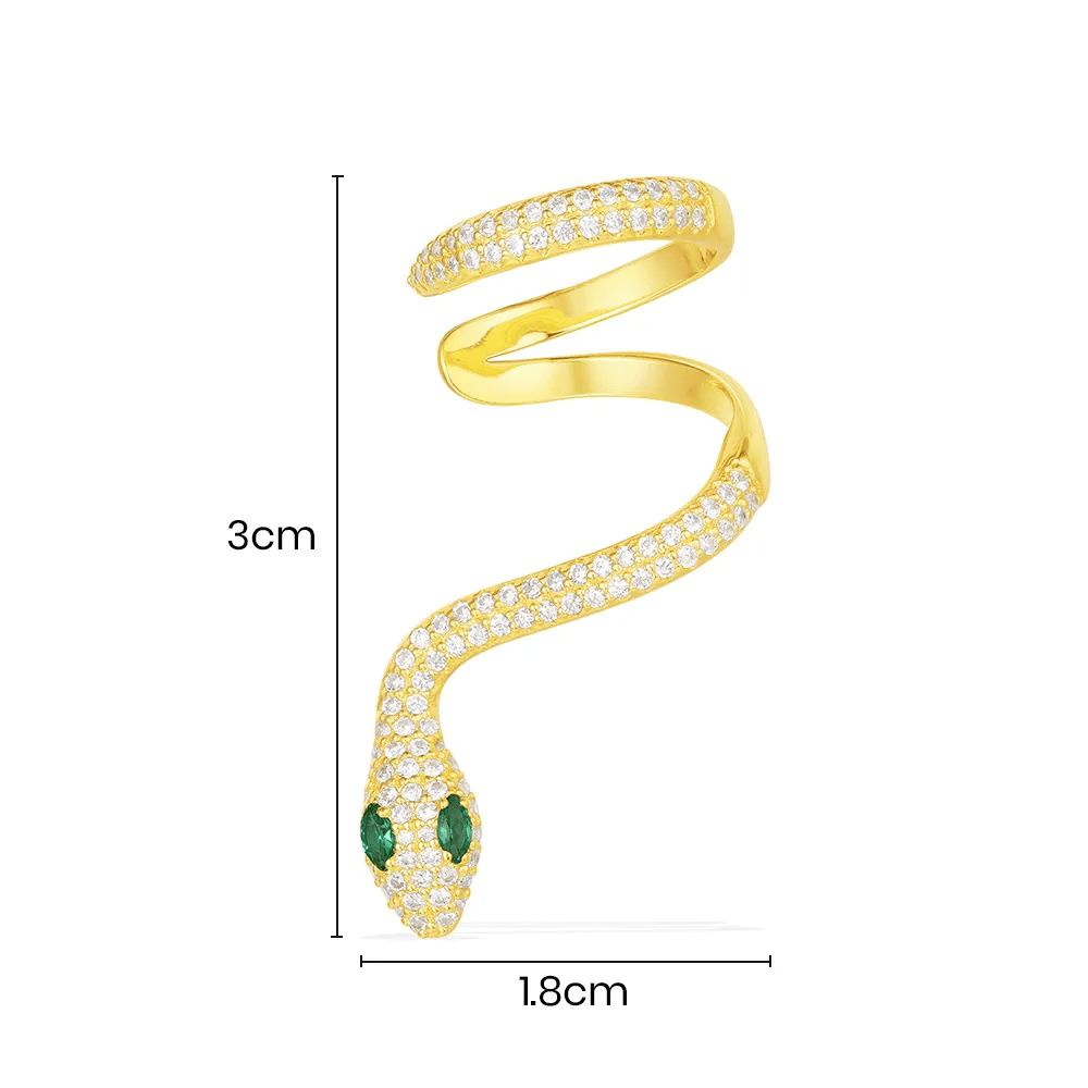 Single Serpent Ear Cuff with White and Green Stones