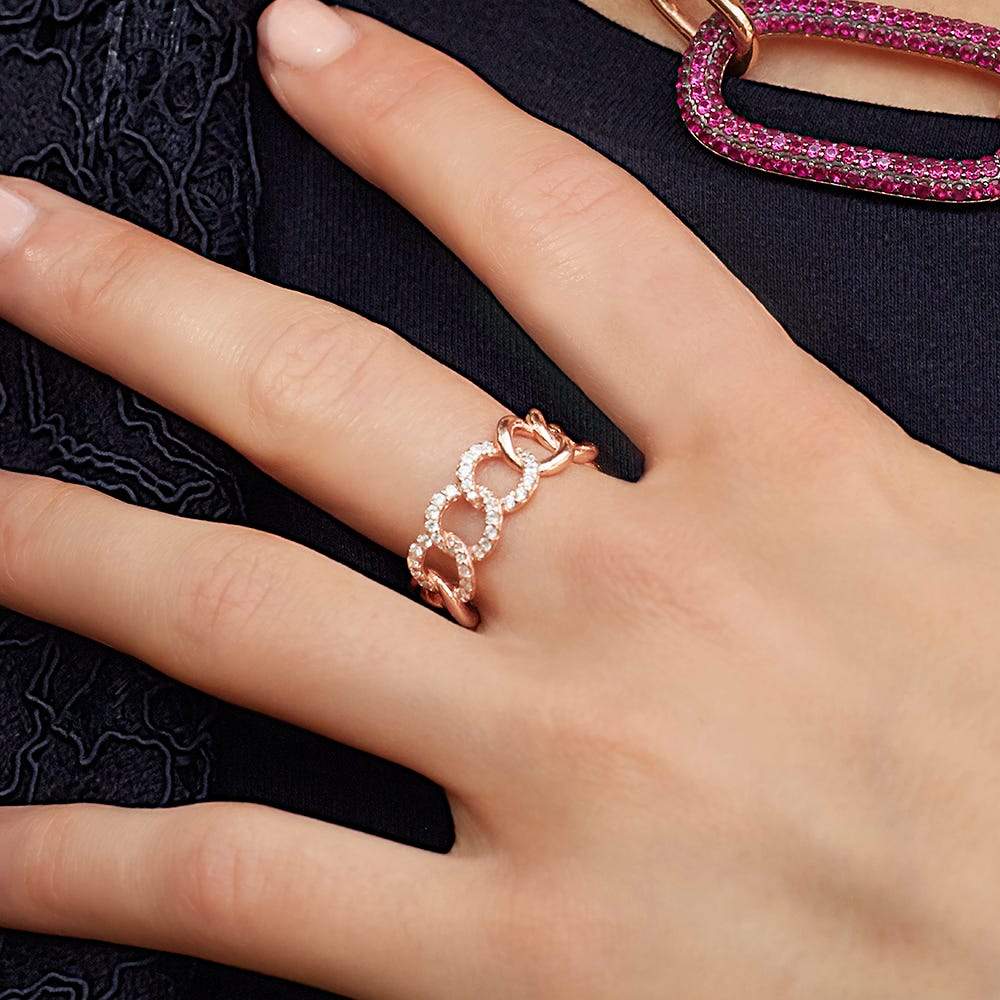 Pink and White Chain Ring